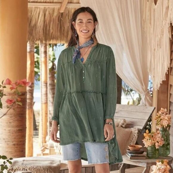 Sundance Willa Tunic Tiered Bohemian Top Size Small P - Picture 1 of 13